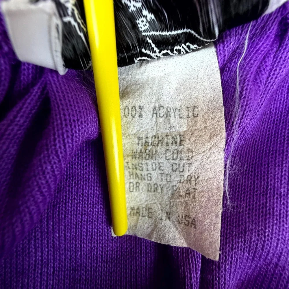 Vintage Hold Everything Faux Wrap Midi Skirt Womens Purple Acrylic Elastic Waist